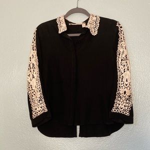 Chelsea & Violet Button Down Blouse with Crochet/Lace Detail_Size M